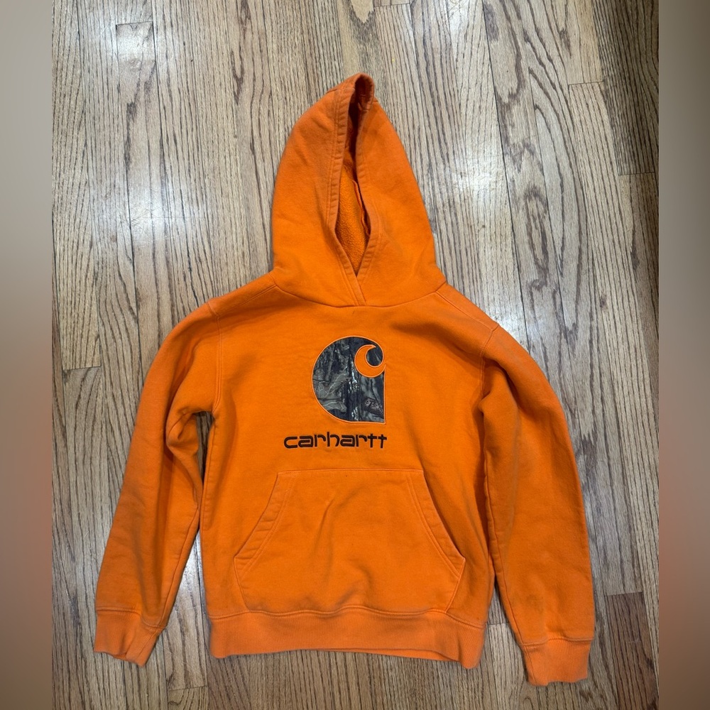 Carhartt Kids Orange Camo Graphic Hoodie Sweatshirt Medium (10-12)